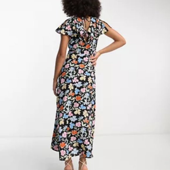 ASOS DESIGN flutter sleeve floral midi tea dress/NWOT/8 - Picture 2 of 16